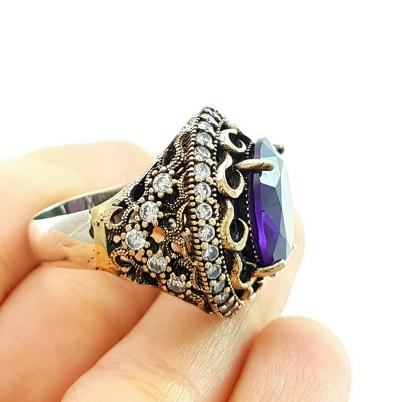 Turkish Traditional .925 Ameythst Handmade sz9 - Picture 3 of 4